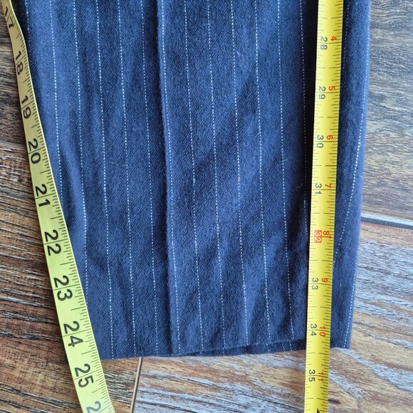 Madewell Pleated Track Trousers Cotton Linen Wool Blend Blue Pinstripe - Picture 14 of 15